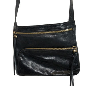 HOBO International Small Crossbody Shoulder Bag Black Leather Zip Cassie Purse
